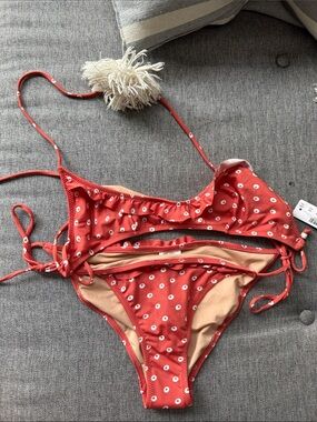 Orange Polka Dot String and Bikini Set